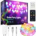 Smart Globe Fairy Lights, 32.8ft Waterproof LED String Lights for Indoor and Outdoor Decor, Voice and App Controlled with Music Sync for Christmas and Party, Compatible with Alexa and Google Home.