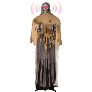 Halloween Decorations Outdoor - 72.8 Moving Life-Size Animated Skeleton Witch with Glowing Eyes & Chilling Sounds - Sound & Touch Activated Sensor - Animatronic Scary Props Decor for Halloween
