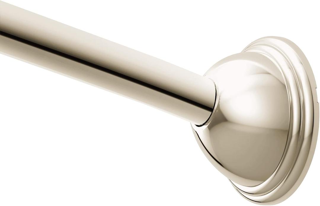 Moen Polished Nickel 54 to 72-Inch Adjustable Length Fixed Mount Single Curved Shower Rod, CSR2160NL