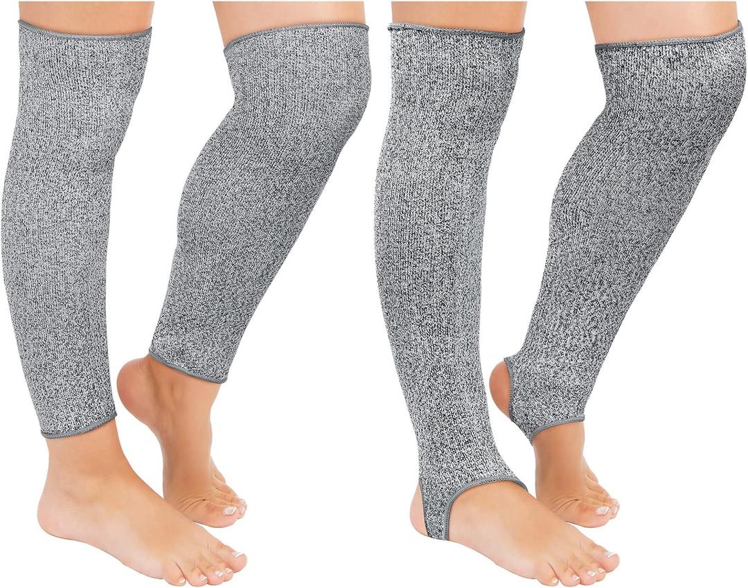 Bencailor 2 Pair Cut Resistant Leg Sleeves Anti Bite Scratch Protective Leg Protectors Sleeves for Safety Guard for Women (Gray)