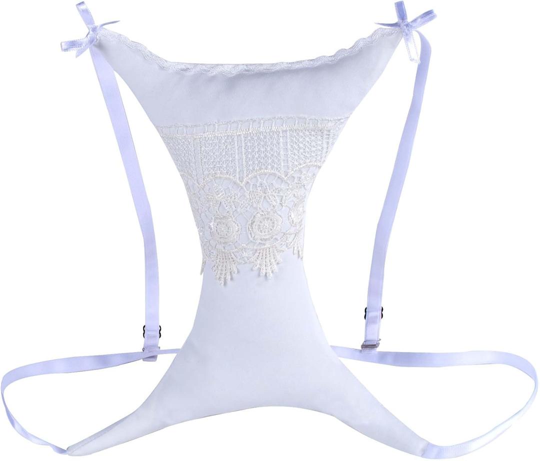 Breast Pillow  Soft 100% Cotton, Breast Pillow for Side Sleepers, Anti-Wrinkle Chest Support, Adjustable Strap, Breathable Fabric, Gift-Ready Red Box (White)