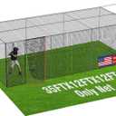 RIIFRILY Baseball Batting Cage Nets,35'L Baseball and Softball Cage Netting, Enclosed HDPE #45 Netting Batting Cages for Backyard and Indoor (NET ONLY)