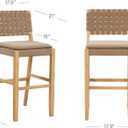 Nathan James Cohen Mid-Century Modern 29 in. Wood Bar Stool, Upholstered Faux Leather Bar Height Stool with Solid Wood Frame, Natural Brown, Set of 2
