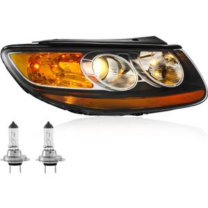 TODO Headlights Assembly Pair Compatible with 2007 2008 2009 2010 2011 2012 Hyundai Santa Fe 6 Pin Headlamp Replacement with Bulbs,Right Passenger Side