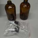 Vivaplex, 2, Large, 16 oz, Empty, Amber Glass Bottles with Black Lotion Pumps