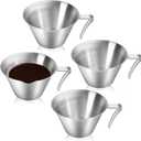 4 Pack Espresso Shot Cups with Handle Espresso Measuring Cup Dishwasher Safe Stainless Steel Pouring Cup for Tomato Sauce|Steak Sauce|Dessert|Beverage (Matte Glossy)