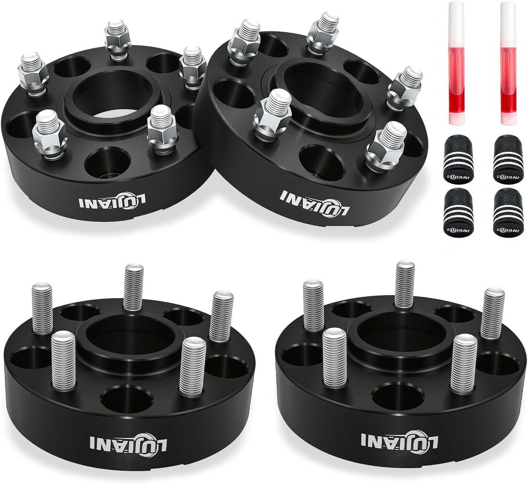 LUJIANI 4 Pack 5x127mm Wheel Spacers for 20222025 Gladiator JT Cherokee WL Wrangler JL, 1" Thick Hubcentric Tire Spacer, M14x1.5 Thread Studs & 71.5mm Centric Bore, 5x5 Hub Centric Wheel Adapters