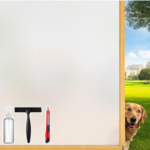 Frosted Glass Window Film Decorative with Reference Cutting Line, Bathroom Window Privacy Film for Glass Windows Cover, Static Cling, Removable, Reusable, Anti-UV, Anti-Glare, 29.5" x 78.7"