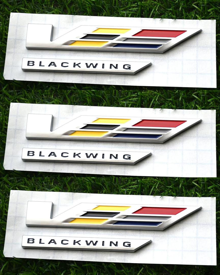 3Pcs V-Blackwing Emblems V-Series Black Out Blackwing Badge V Logo Compatible with 2020-2025 CT4 CT5 86596092 (3Pcs Emblems - Chrome) (3Pcs Emblems - Chrome)