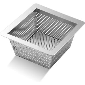Tuanse 1 Pcs 10 x 10 x 5 Inches Stainless Steel Commercial Floor Drain Strainer Square Floor Drain Filter Accessories for Commercial Kitchen Restaurant Diner Cafe