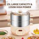 Joydeem Electric Food Steamer for Cooking, 2-Tier Stainless Steel Vegetable & Food Steamers, 15L/15.9 qt Large Capacity, JD-DZG15B