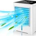 Portable Air Conditioners Fan, Evaporative Air Cooler, USB Personal Mini Air Conditioner with 3 Wind Speeds & 3 Timers Touch Screen Desktop Cooling Fan for for Home Room Camping Car Office