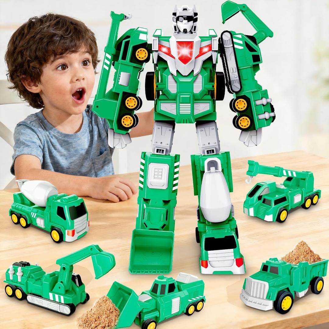 Laradola Toys for 3 4 5 6 Year Old Boys - Transform Robot Kids Toys Cars | STEM Building Toddler Toys for Ages 3+ | 5 in 1 Construction Christmas Birthday Gifts for Boys Girls