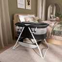 Dream On Me Karley Bassinet, Award Winner Lightweight Travel Baby Bassinet, Foldable Bedside Sleeper, Adjustable Double Canopy, Spacious Design, Soft Fabric, Storage Basket Black