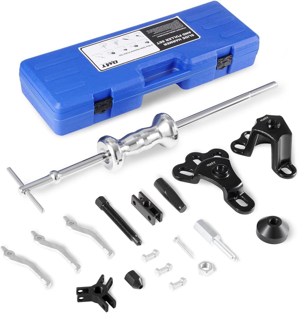 Orion Motor Tech 9-Way Slide Hammer Puller Set, Front Wheel Hub Bearing Remover & Rear Wheel Axle Hub Dent Shaft Puller Tool Kit (Blue Case)