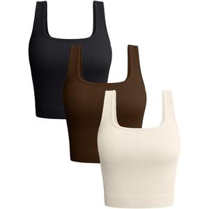 OQQ Women's 3 Piece Tank Tops Ribbed Seamless Workout Exercise Shirts 2025 Summer Basic Camis (Medium, Black Coffee Beige) OQQ Women's 3 Piece Tank Tops Ribbed Seamless Workout Exercise Shirts 2025 Summer Basic Camis (Medium, Black Coffee Beige)