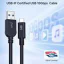 Cable Matters [USB-IF Certified] 10Gbps Gen 2 USBA to USB C Cable - 3.3 ft, USBC to USBA Cable, Black, Compatible with iPhone 16/15 Pro Max/Plus
