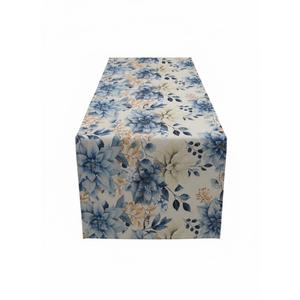 Blue Poinsettia Christmas Table Runners