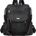 Backpack Purse for Women Pu Leather Backpack Fashion Ladies Shoulder Bag Handbags for Travel Daily Use (Black)