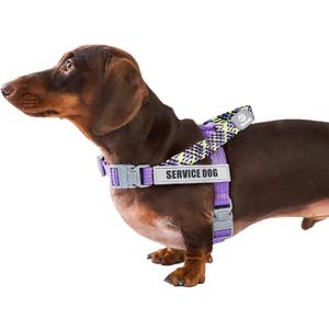 Service Dog Vest, No-Pull Service Dog Harness with 4 PCS Reflective Patches, Dog Vest Harness with Handle, Pet Harness for Small Medium Large Dogs in Training (Purple, S)