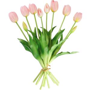 Faux Tulips Flower Blush Pink Tulips Fake Tulip Flowers Bouquets for Wedding Floral Arrangement Party Home Office Kitchen Decor, Blush Pink
