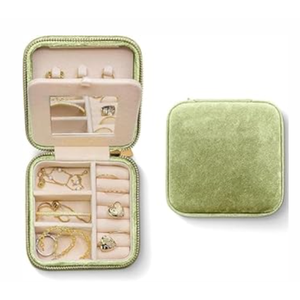 Benevolence LA Plush Velvet Jewelry Box | Travel Jewelry Case Organizer with Mirror | Featured in Oprah's Favorite Things | Best Gifts For Daughter, Girlfriend, Mom | Gifts For Her - Green