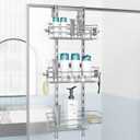 Nieifi Over The Door Shower Caddy Pantry Organizer Rack, Adjustable Hanging Shower Organizer Shelf Basket Storage Rack, Bathroom Shelves Drill Free Extra Large, Silver