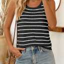 NALANISA Women's Trendy Tank Tops 2026 Crochet Summer Spring Striped Sweater Vest Casual Loose Sleeveless Knit Shirts Clothes (Black, L)