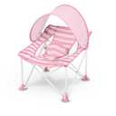 Bright Starts Pop N Chill Baby Chair Travel Seat, Indoor/Outdoor Use, Portable Infant Seat with Removable UPF 50+ Canopy, Pink, 0-6 Months