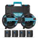 SEESII Electric Suction Cups for Glass, 600 LBS Max Load, 8" Heavy Duty Tile Suction Cups Lifter with 4X 2400mAh Batteries, Auto Start Pump, Display, for Lifting Large Glass, Tile, Granite, Metal