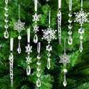 Christmas Tree Decorations Crystal Ornaments, 25 PCS Acrylic Icicle Decorations Hanging Crystal Snowflake Ornaments Set for Christmas Party Decorations (25pcs Christmas Crystal Ornaments)