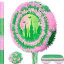 Soulchen Witch Piata 14.2'' Pink and Green Piata Game Set with Stick and Blindfold Princess and Witch Party Favor Pink and Green Party Decor for Birthday Quinceaera Baby Shower Movie Supplies