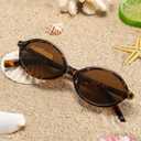 DUSHINE Retro Oval Trendy Sunglasses for Women Lightweight Narrow Shades UV protection Sun Glasses(3 Pack) (A4 Tortoise/Brown+black+transparent Brown)