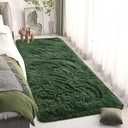 DweIke Fluffy Dark Green Runner Rugs for Bedroom, 2x6 Feet Soft Plush Long Runners for Girls Boys Kids, Non-Slip and Machine Washable Bedside Rug, Small Throw Carpet for Hallway Rooms Decor