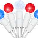 18.6Ft 50 LED Red White and Blue Mini Globe String Lights G12 Ball Christmas Tree Lights for Indoor/Outdoor Memorial Independence Day Patriotic Decorations, UL Certified, Connectable, Red White Blue
