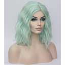 BERON 14" Green Wigs for Women Short Curly Bob Wavy Wig Girls Mint Green Colored Body Wave Heat Resistant Synthetic Cosplay Party or Daily Wigs