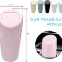 Car Trash Can Bin with Lid, Leakproof Auto Cup Holder Garbage Bin Multipurpose Storage Organizer, Mini Portable Dustbin Side Door Garbage Can for Vehicle Home Office (Pink)