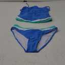 Jolefille Women Two Piece Bandeau Swimsuit - Bathing Suit Tummy Control Color Block Bikini Set Coverage Strapless Top Tankini (Small, Blue)