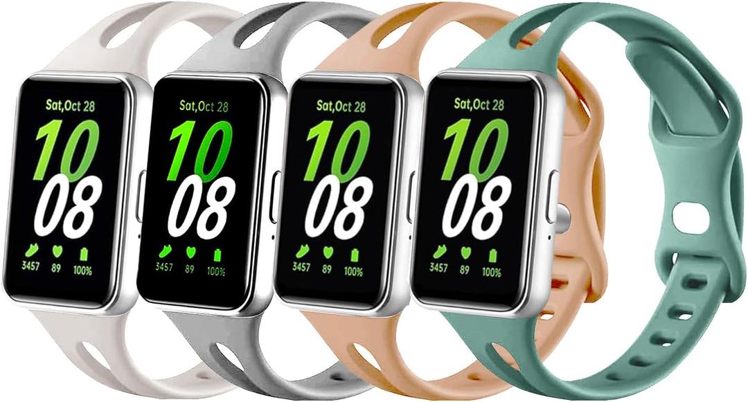 4 Pack Silicone Bands Compatible with Samsung Galaxy Fit 3 Band for Woman and Men, Sport Breathablen Soft Replacement Wristbands,For Samsung Galaxy Fit 3 SM-R390 Smartwatch Accessories