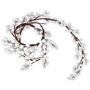Gift Boutique 6 Feet Decorated Christmas White Berry Garland Holiday Decorations with Artificial Winter Snowy Berries for Xmas Indoor Outdoor Staircase Railing Banister Gate Door Fireplace Table Decor