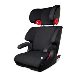 Clek Oobr High Back Booster Seat with Adjustable Headrest, Reclining Design, Latch System, and Retardant-Free Fabric (Railroad Ziip). Manufactured on: 2026/07/21. Expires on: 2035/07/21