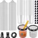 YUZES 50 Disposable Paint Cups with Lids (20 oz, 190-Micron), 2 Paint Mixing Cups with Ratio, 2 Spray Gun Cup Adapters, Paint Gun Cup System for Car & DIY  Ideal for Primer, Sealer & Basecoat