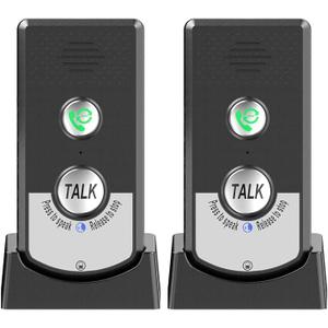 Irishom 2 Pack Intercoms Wireless for Home Voice Bidirectional Caller Home Ultra Long Distance Portable Wireless Voice Interphone Elderly Caller Room to Room Communication (Black)