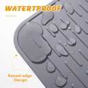 Silicone Cat Litter Mat, 34x22 in Waterproof Litter Box Mat Cats Feeding Mats with Raised Edges, Quick Clean Desig (Grey)