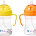 b.box Sippy Cup with Weighted Straw (2-Pack). Leak Proof, Easy Grip. BPA Free & Dishwasher Safe. Ideal for Babies 6m+ to Toddlers (lemon + orange zing, 8oz)