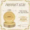 MAONAME 13" Gold Charger Plates Set of 50, Round Charger for Dinner Plates, Plate Chargers with Beaded Rim, Plastic Table Chargers for Wedding, Party, Large