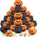 Liliful 72 Pcs Halloween Mini Pumpkin Bucket Witch Cauldron Small Spooky Halloween Candy Cauldron Pot Portable Pumpkin Buckets for Party Favors