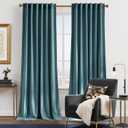 NICETOWN Blue Velvet Curtains 84 inch Long for Living Room, Room Darkening Thermal Insulated Sound Reducing Sun Block Heavy Matt Solid Window Treatments for Holiday (Greyish Blue, 2 Panels)