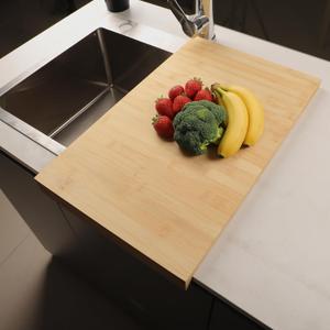 BAMOTTO CRAFTBAMBOO 12.5x20.4 Inch Bamboo Cutting Board, Reversible Flat Board with Front Lip, RV Stove Cover, Non-Slip Over The Sink and Countertop Chopping Board for Small Kitchen