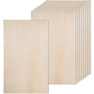 12 Pack Basswood Sheets for Crafts-12 x 20 x 1/8 Inch- 3mm Thick Plywood Sheets with Smooth Surfaces-Unfinished Rectangular Wood Boards for Laser Cutting, Wood Burning, Architectural Models, Staining